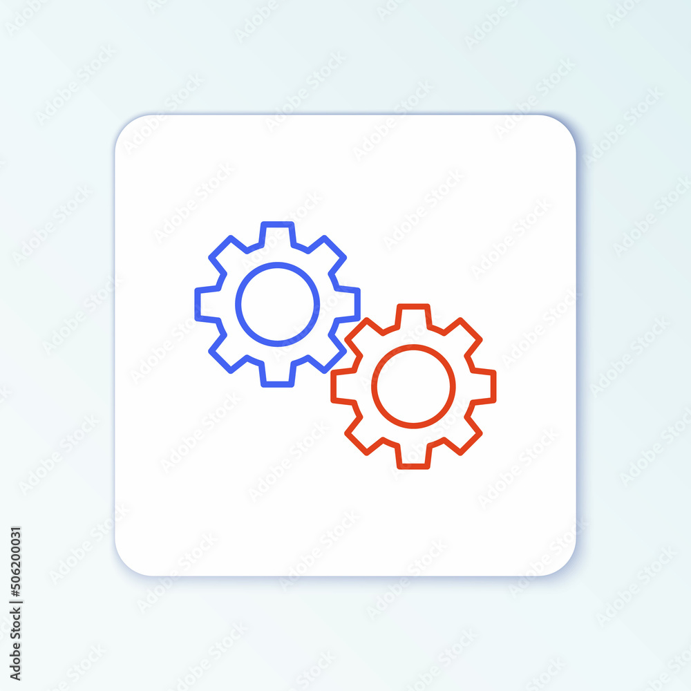 Line Gear icon isolated on white background. Cogwheel gear settings sign. Cog symbol. Colorful outline concept. Vector Line Gear icon isolated on white background. Cogwheel gear settings sign. Cog symbol. Colorful outline concept. Vector