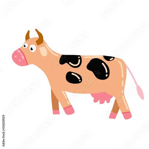 Cute Cow. Doodle. cartoon style