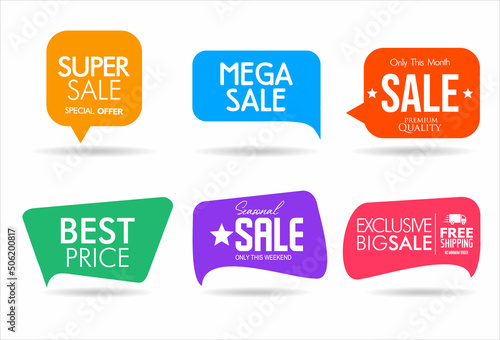 Collection of colorful badges and labels modern super sale style 