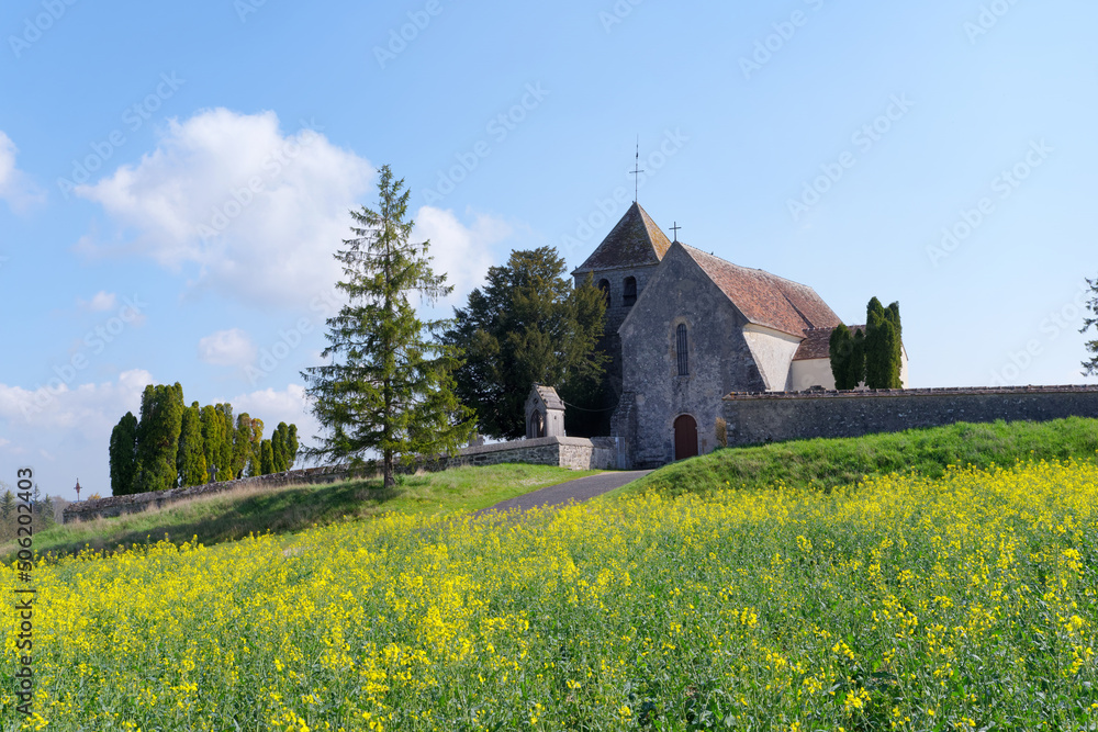 Church of La Genevraye village in the French Gatinais Regional Nature park