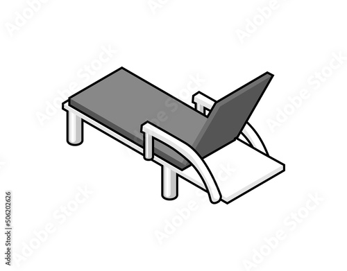 Chaise-longue isometric design icon. Vector web illustration. 3d colorful concept