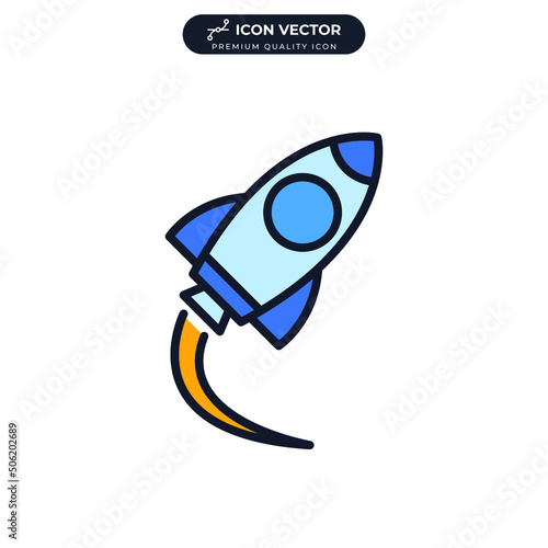 startup rocket lightbulb icon symbol template for graphic and web design collection logo vector illustration