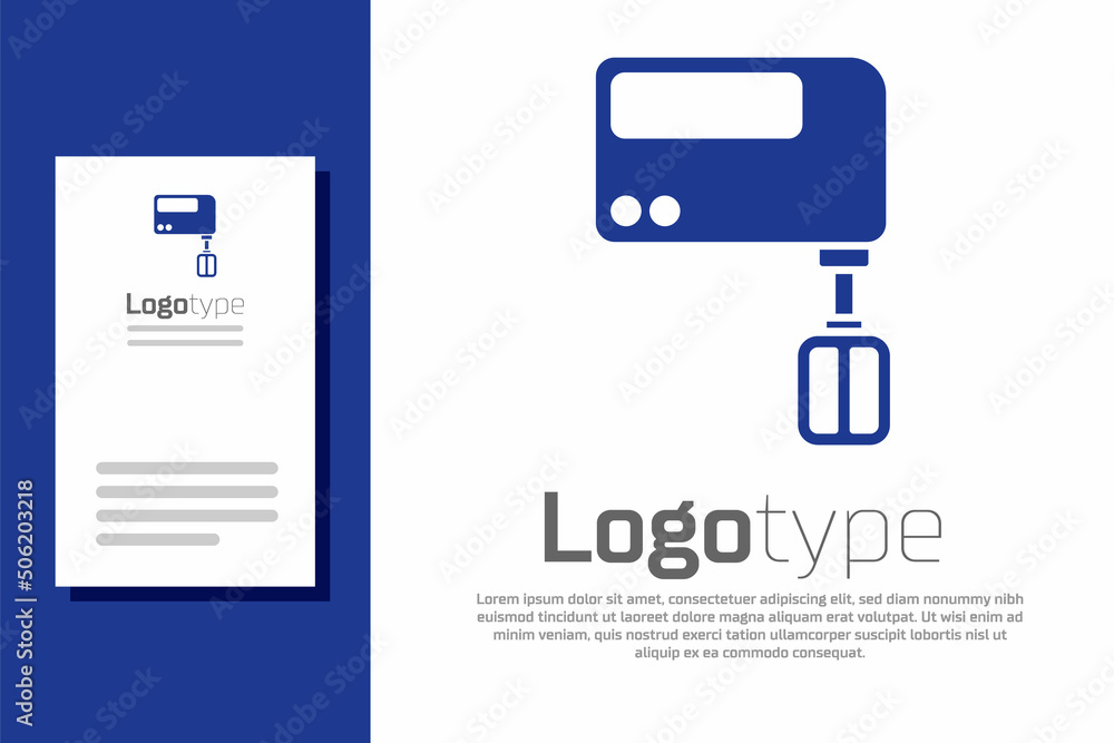 Blue Electric mixer icon isolated on white background. Kitchen blender. Logo design template element. Vector Blue Electric mixer icon isolated on white background. Kitchen blender. Logo design template element. Vector