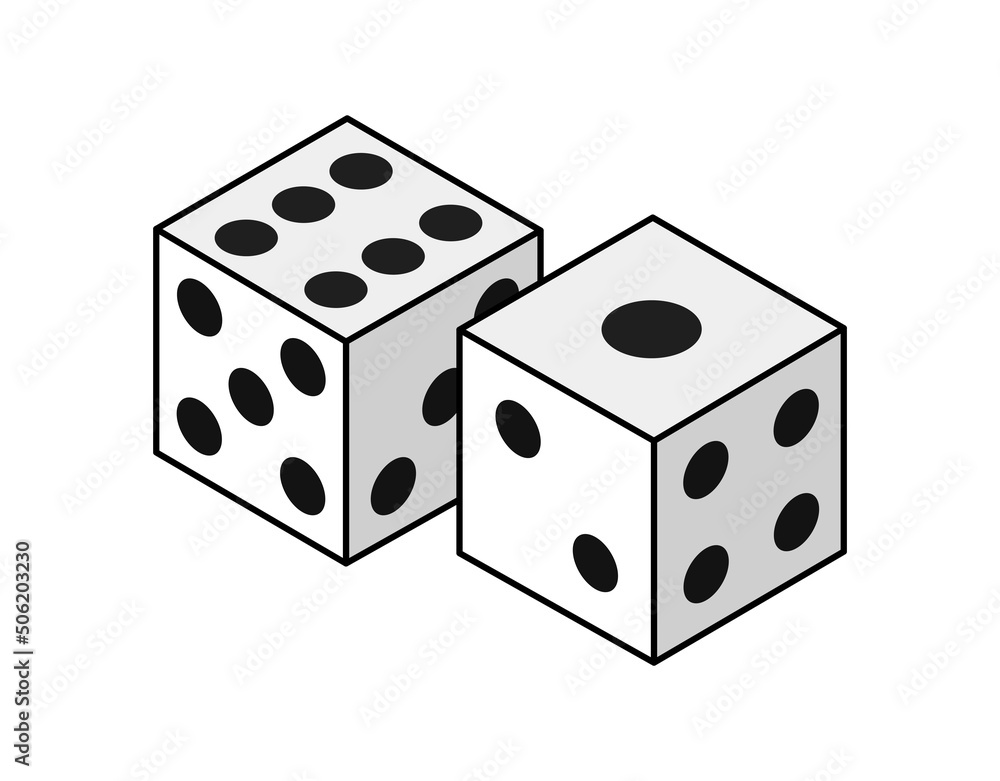 Dices isometric design icon. Vector web illustration. 3d colorful concept Dices isometric design icon. Vector web illustration. 3d colorful concept