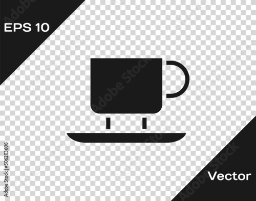 Black Coffee cup icon isolated on transparent background. Tea cup. Hot drink coffee. Vector