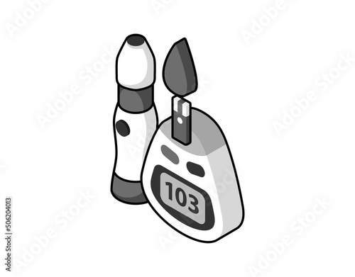 Glucometer lancet isometric design icon. Vector web illustration. 3d colorful concept photo