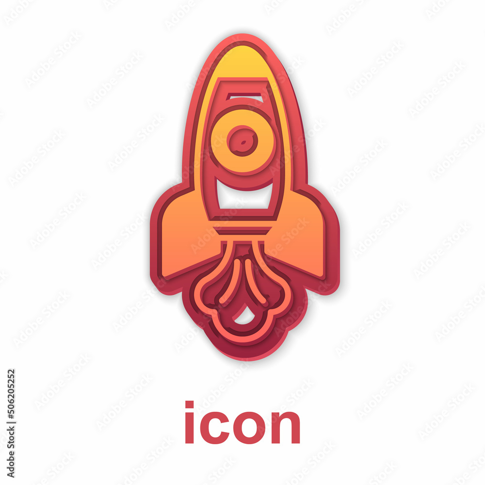 Gold Rocket ship icon isolated on white background. Space travel. Vector Gold Rocket ship icon isolated on white background. Space travel. Vector