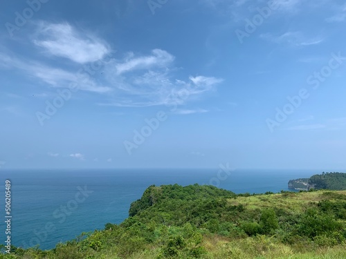 Beautiful landscape of the sea from the top of hill