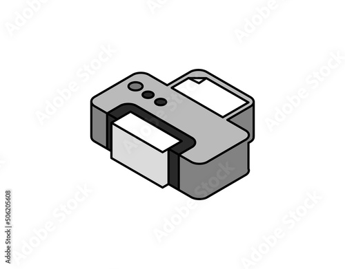 Print isometric design icon. Vector web illustration. 3d colorful concept
