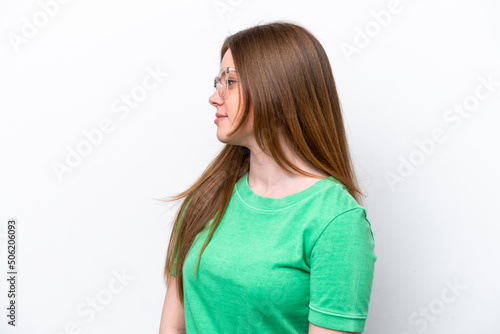 Young caucasian woman isolated on white background With glasses