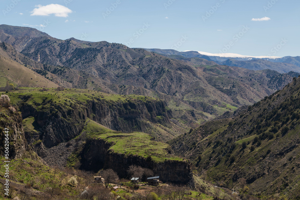 Naklejka premium Beautiful landscape with views of the mountains and canyon. Garni, Armenia