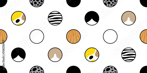 cat seamless pattern kitten calico breed polka dot vector neko skin cartoon character pet tile background repeat wallpaper gift wrapping paper animal doodle illustration