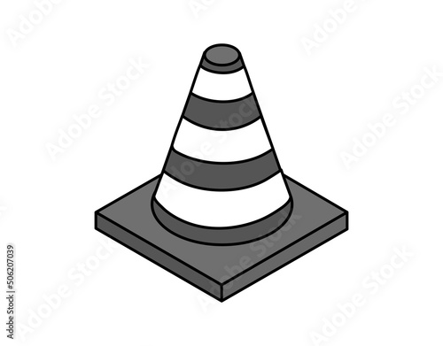 Traffic cone isometric design icon. Vector web illustration. 3d colorful concept