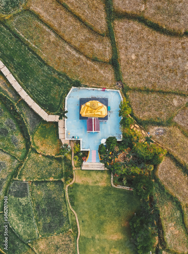 Aerial view of Wat Na Khuha Temple in Phrae Thailand