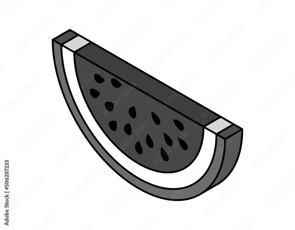 Watermelon isometric design icon. Vector web illustration. 3d colorful concept