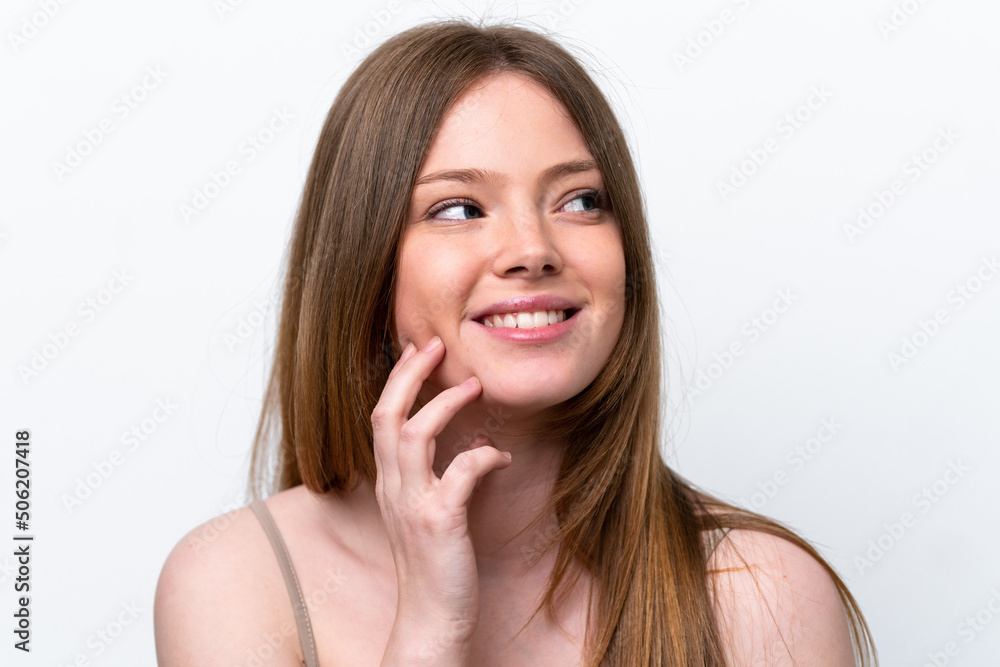 Young caucasian woman isolated on white background . Portrait Young caucasian woman isolated on white background . Portrait