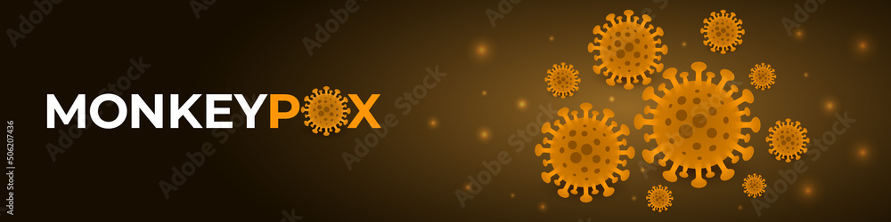 Monkeypox virus cells outbreak wide medical banner. Monkeypox virus ...