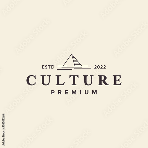 Canvas line hipster culture egypt pyramid logo design vector graphic symbol icon illust