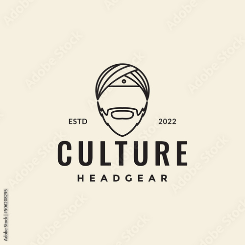 Obraz na plátně line head indian turban logo design vector graphic symbol icon illustration crea