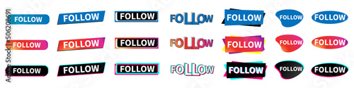Follow - button design for popular social networks. Social Media. Vector Illustration.