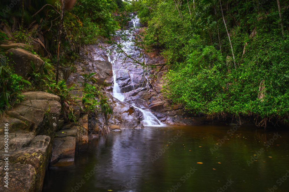Sauzier Waterfall on the island of Mahe, Seychelles