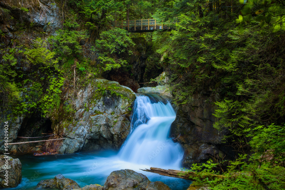 Naklejka premium Twin Falls in Lynn Canyon Park, North Vancouver, Canada