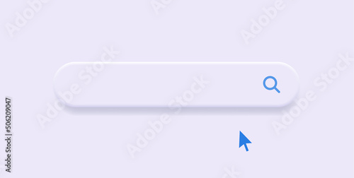 Search bar frame with magnifier icon, search boxes template for web page internet browser in 3d