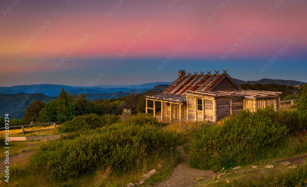Sunset above Craigs Hut in the Victorian Alps, Australia Sunset above Craigs Hut in the Victorian Alps, Australia