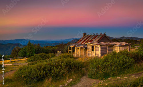 Sunset above Craigs Hut in the Victorian Alps, Australia