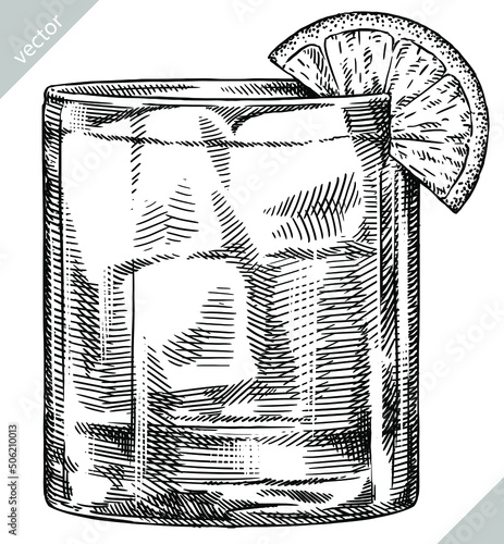 black and white engrave isolated drink illustration