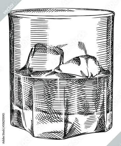 black and white engrave isolated drink illustration