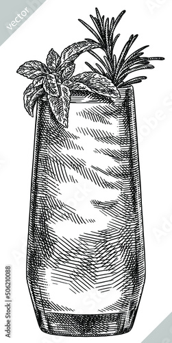 black and white engrave isolated drink illustration