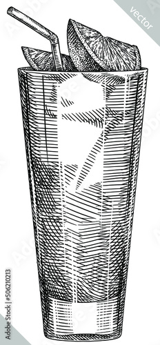 black and white engrave isolated drink illustration