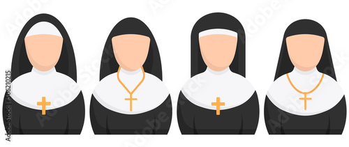 Nun flat icon. Sister of mercy sign. Vector illustration.