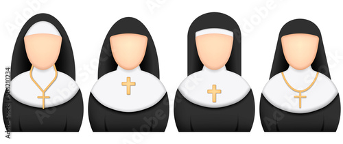 Realistic Nun icon. Sister of mercy sign. Vector illustration.