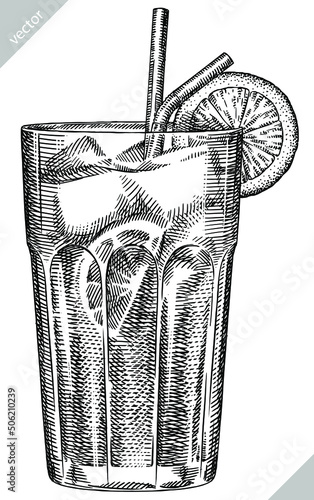 black and white engrave isolated drink illustration