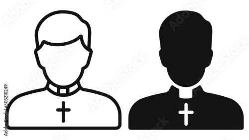 Fotografiet Catholic priest simple line icon. Vector illustration.