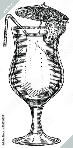 black and white engrave isolated drink illustration