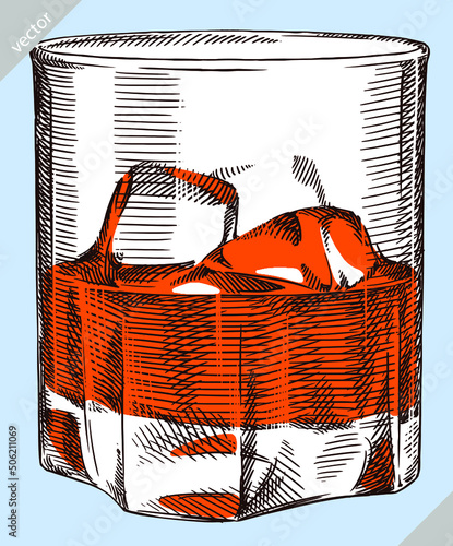 black and white engrave isolated drink vector illustration