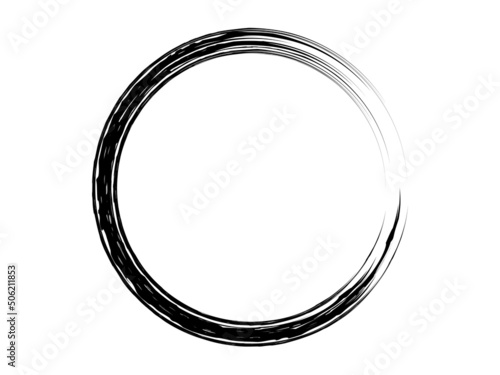 Grunge artistic circle.Grunge black circle made of black paint.
