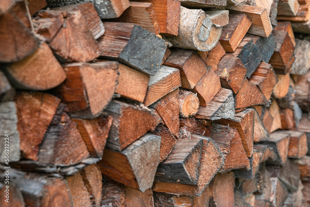 Winter preparation. Stacking Firewood. Pile of firewood loggs. Firewood background. Dry chopped firewood logs in a pile. Winter preparation. Stacking Firewood. Pile of firewood loggs. Firewood background. Dry chopped firewood logs in a pile.