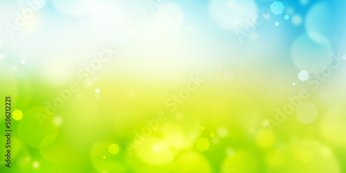 A blurred fresh spring, summer blue and green abstract background bokeh