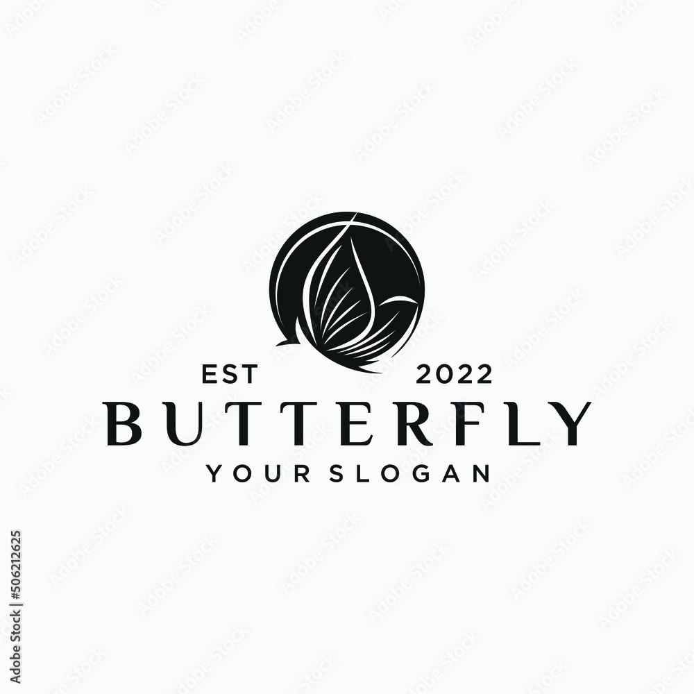 minimalist butterfly. beauty, luxury spa style. logo design