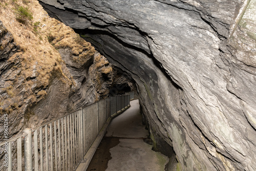 Walkway through the rocks at the Viamala canyon in Grison in Switzerland