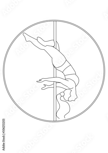 Women training pole dance