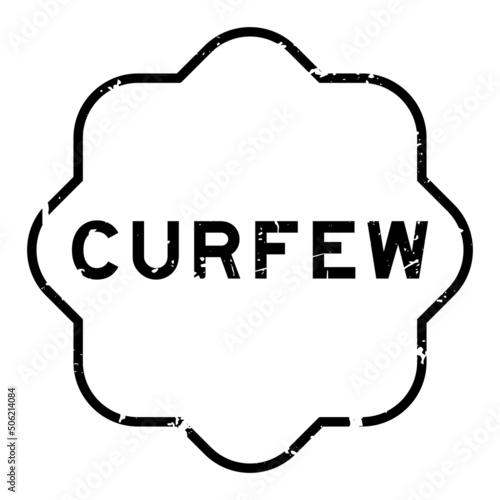 Grunge black curfew word rubber seal stamp on white background