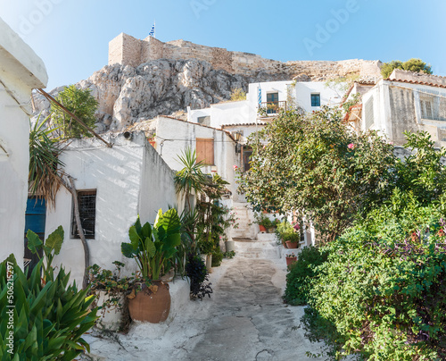 Plaka,an old historical neighbourhood of Athens, clustered around the northern and eastern slopes of the Acropolis