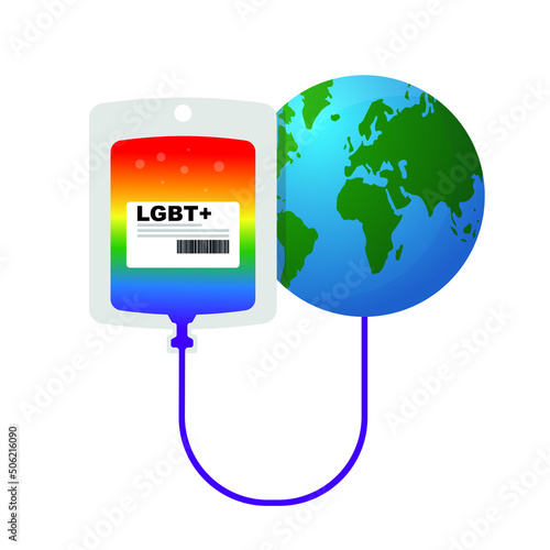 LGBT colors and blood icon.
