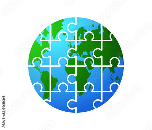 puzzle globe concept isolated white background.
