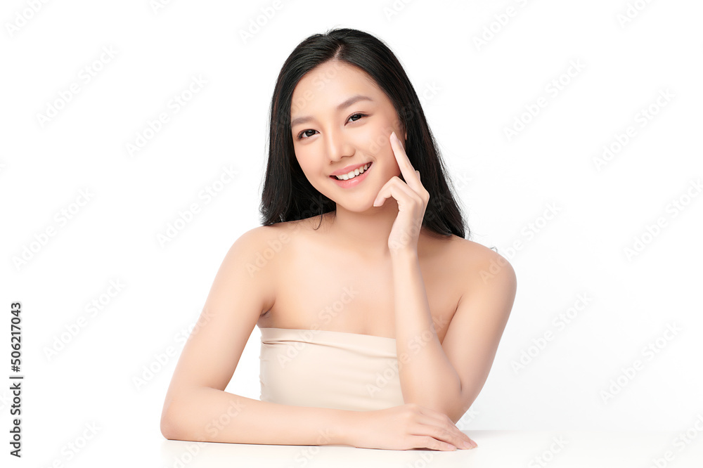Beautiful young asian woman with clean fresh skin on white background, Face care, Facial treatment, Cosmetology, beauty and spa, Asian women portrait. Beautiful young asian woman with clean fresh skin on white background, Face care, Facial treatment, Cosmetology, beauty and spa, Asian women portrait.